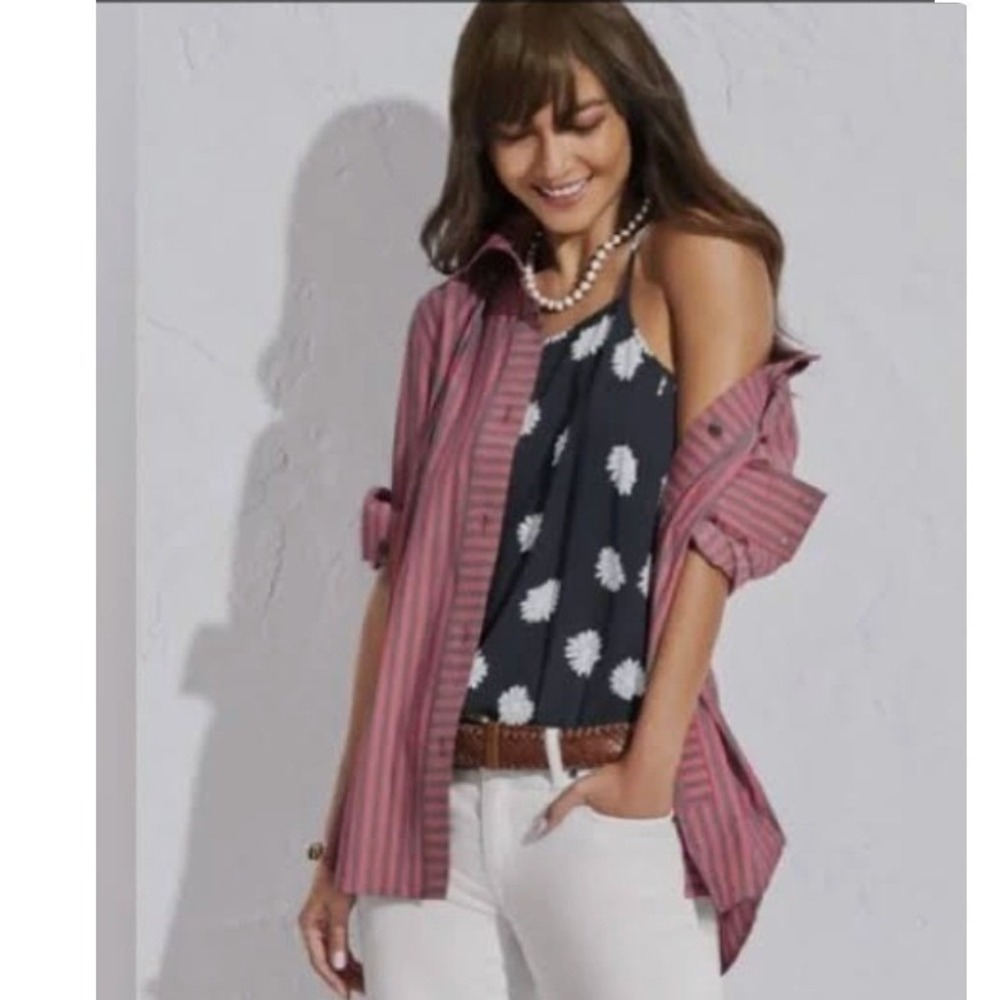Cabi Daisy Tank 6104 Navy Blue White Floral Camisole Top Womens Size Medium EX